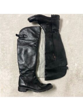 Blondo Tall Over Knee Boots Size 7 Black Leather Buckle Detail